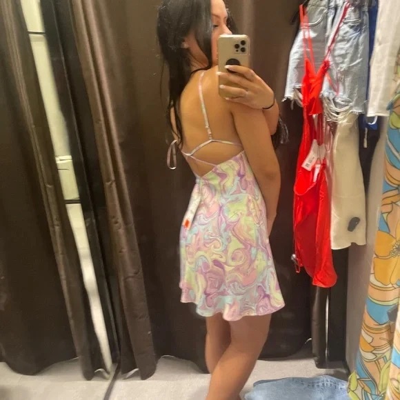 Zara Satin Effect Cut-Out Mini Dress size M - Picture 4 of 8